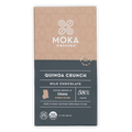 Moka Quinoa Crunch Milk Chocolate 58% bar in beige gray wrapper with gold foil