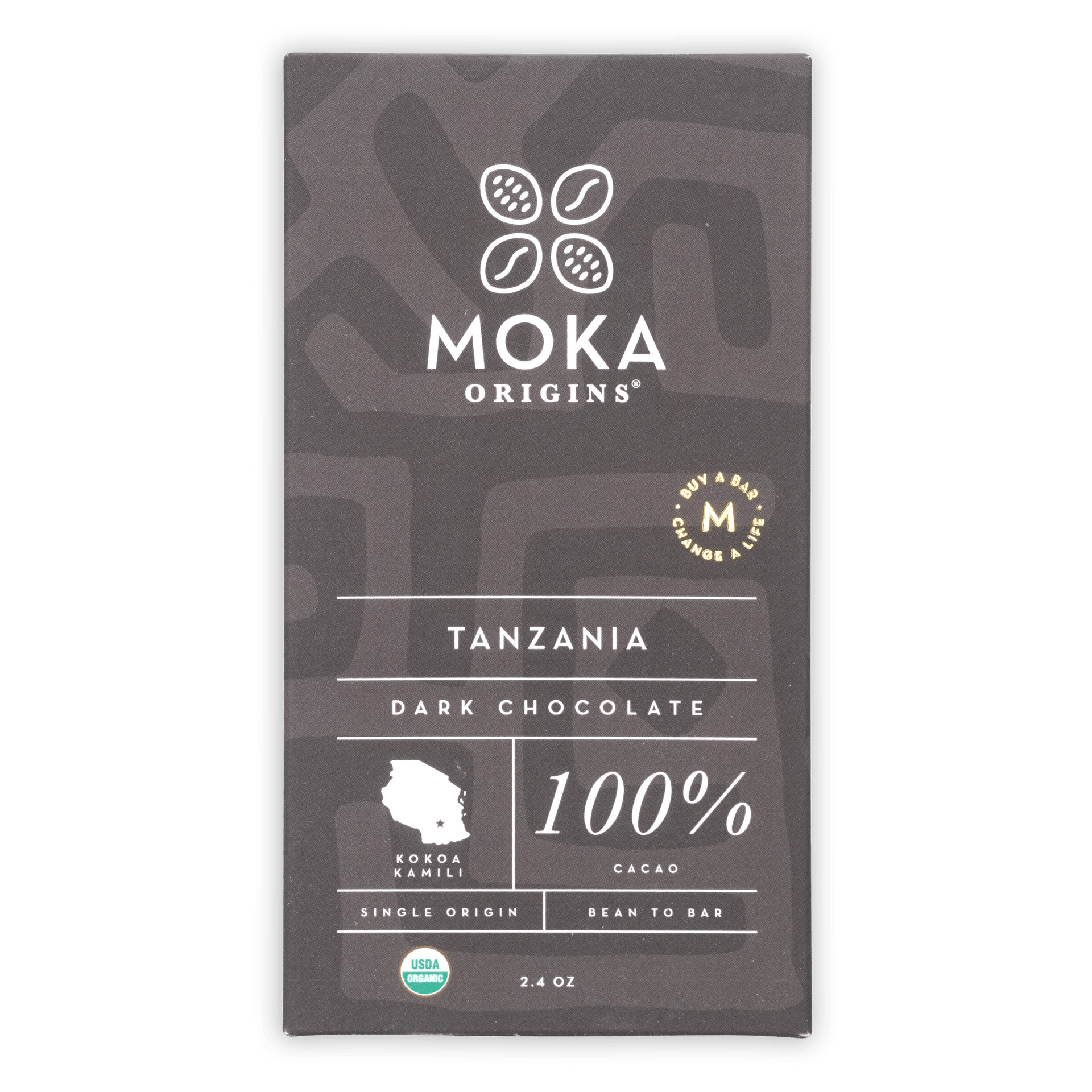 Moka Dark Tanzania 100% single origin dark chocolate bar