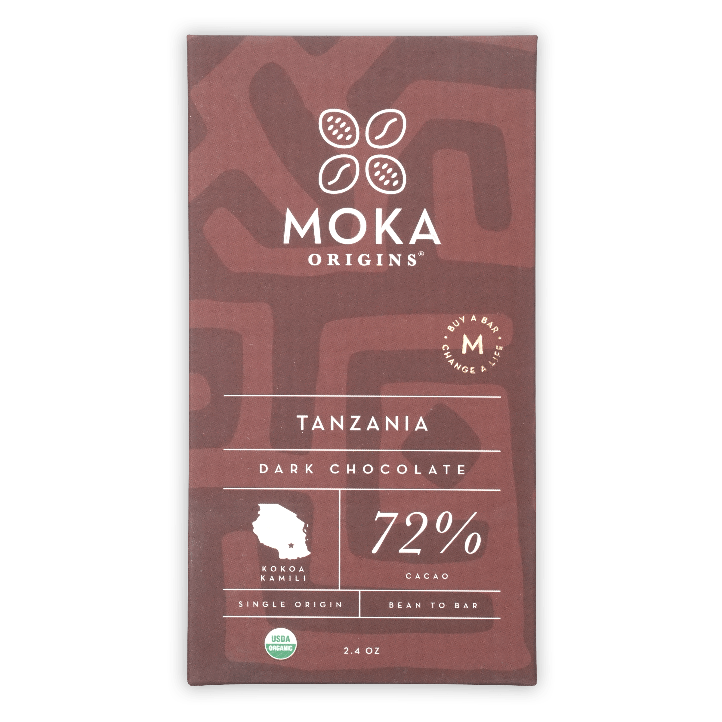 Moka Dark Tanzania 72% cacao single origin dark chocolate bar