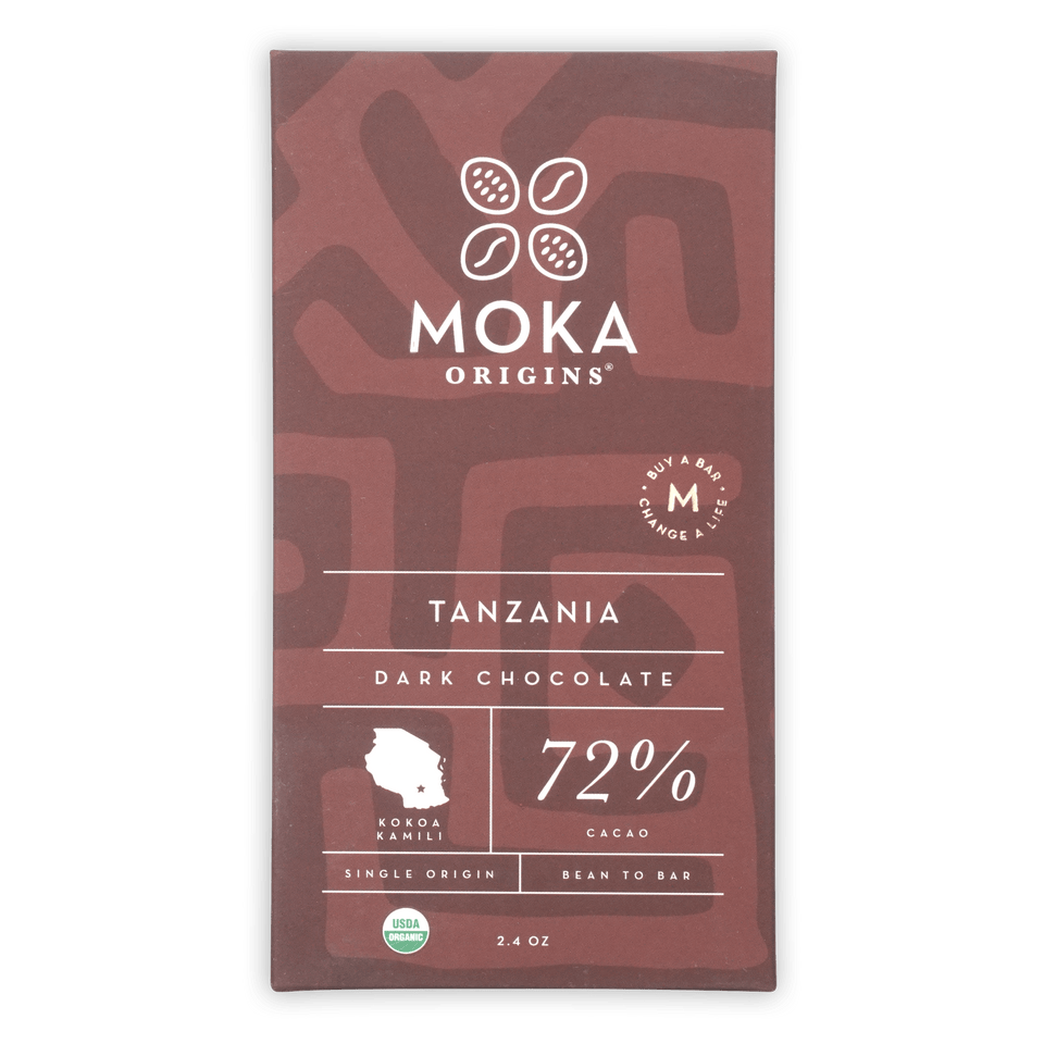 Moka Dark Tanzania 72% cacao single origin dark chocolate bar