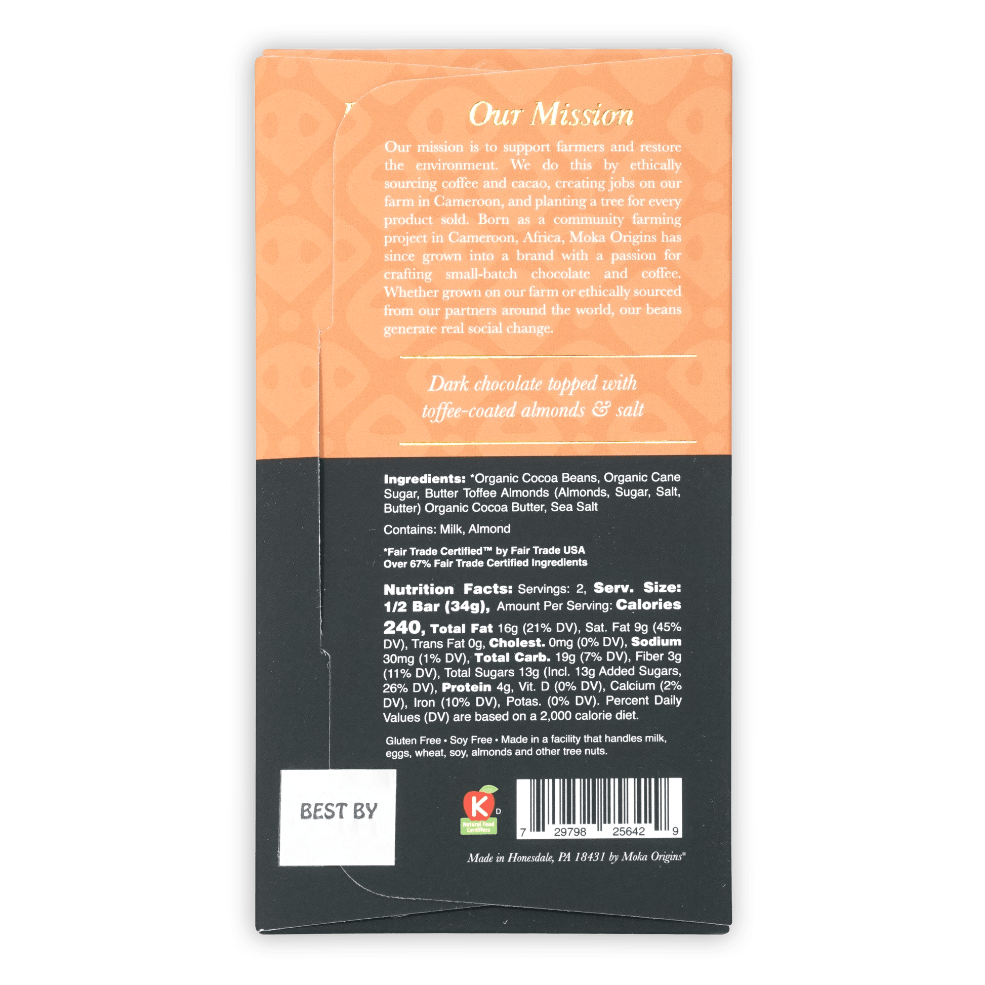 Moka 72% Dark Chocolate with Toffee & Almonds – Bar & Cocoa Moka 72% Dark Chocolate with Toffee & Almonds – Bar & Cocoa