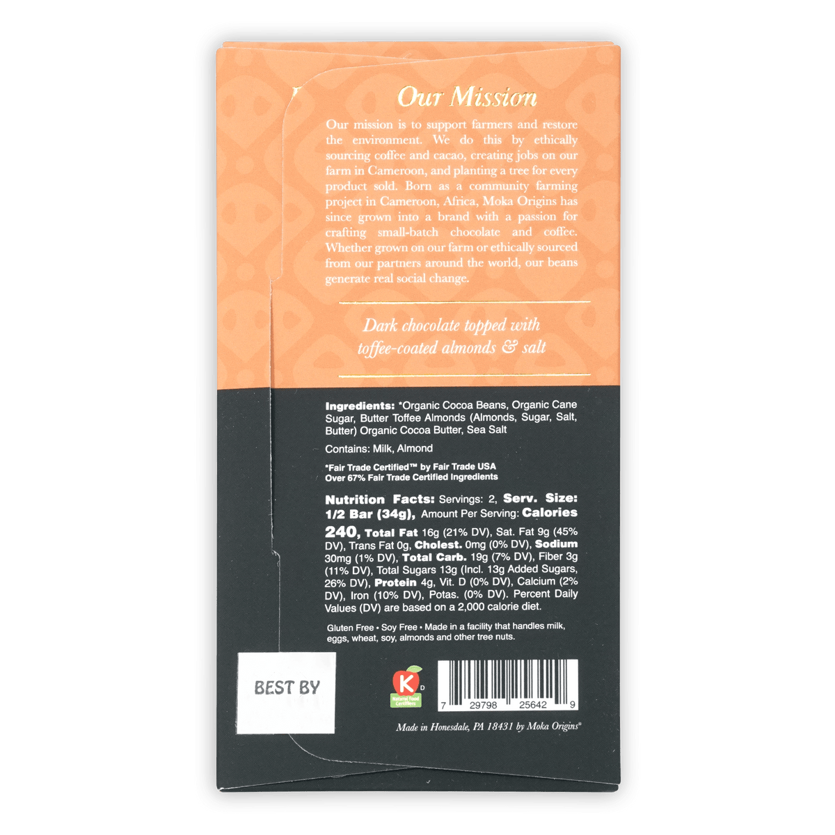 チョコモカ Moka 72% Dark Chocolate with Toffee & Almonds