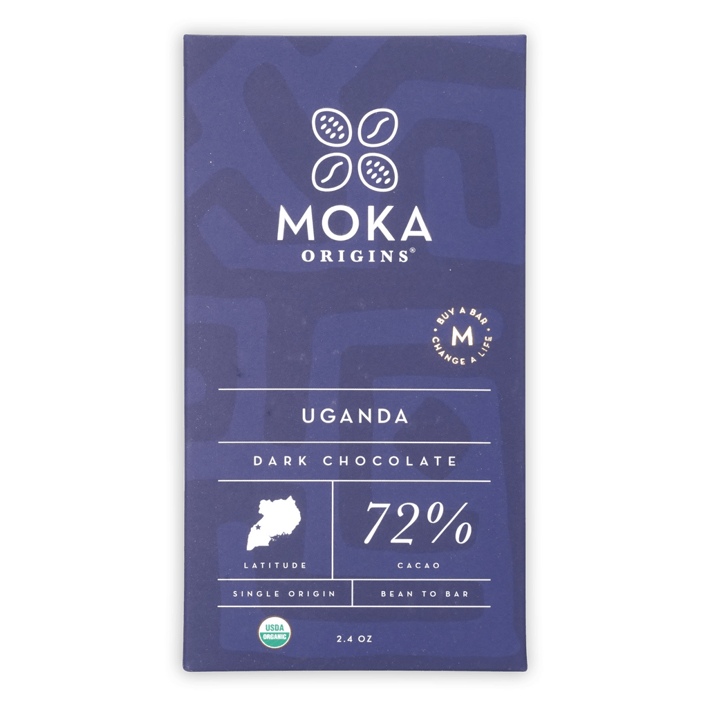 Moka Origins Uganda dark chocolate bar, 72% cacao, single origin bean-to-bar