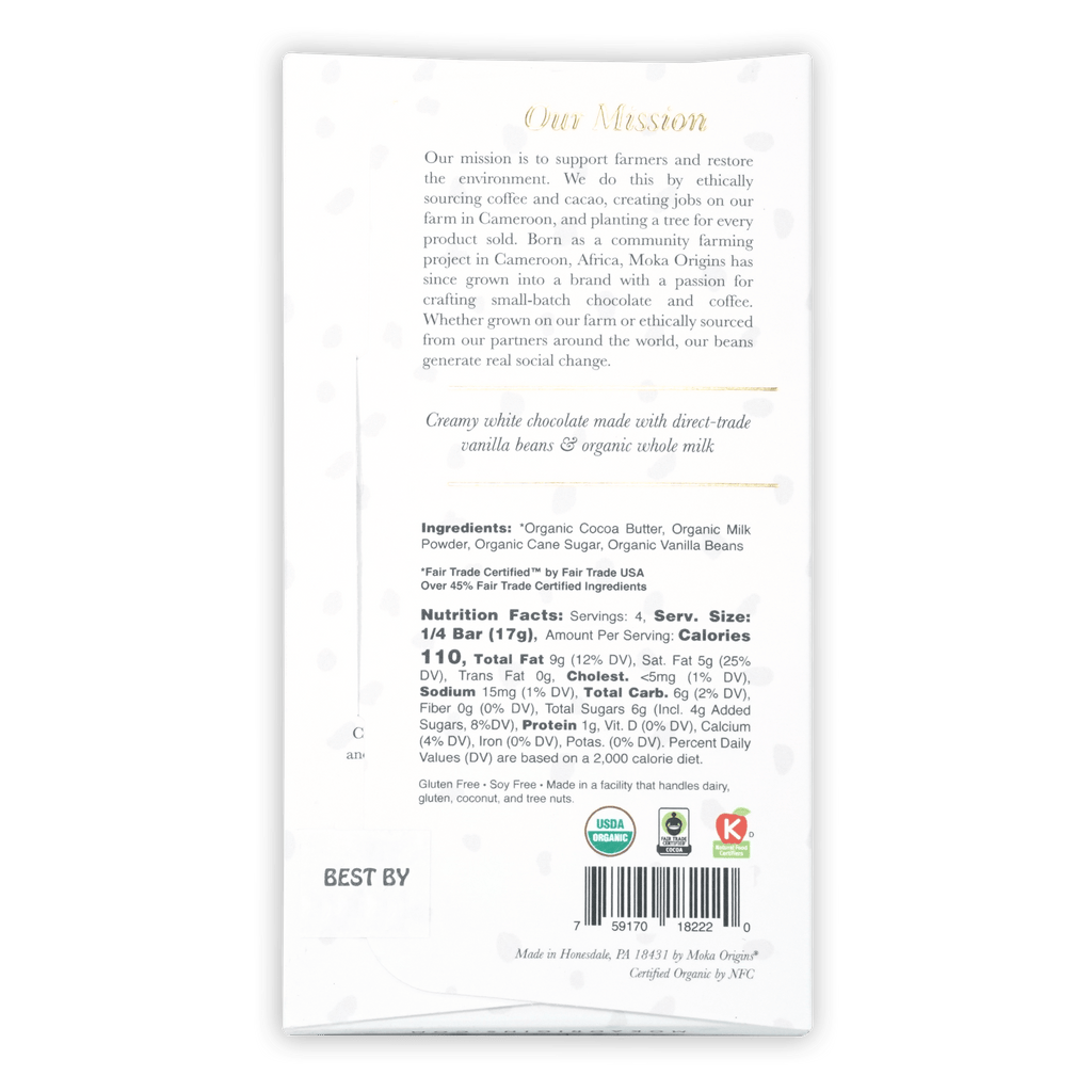 Moka Vanilla White Chocolate organic fair trade package