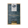 A rectangular dark blue wrapper with wave patterns for nearynogs chocolate dark salt water days 65% bar with gold seal