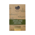 A brown kraft paper wrapper with a green band for NearyNogs dark Thailand 100 percent dark chocolate bar
