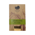 A brown kraft paper wrapper with botanical illustrations and a green band for nearynogs dark thailand 80 percent chocolate