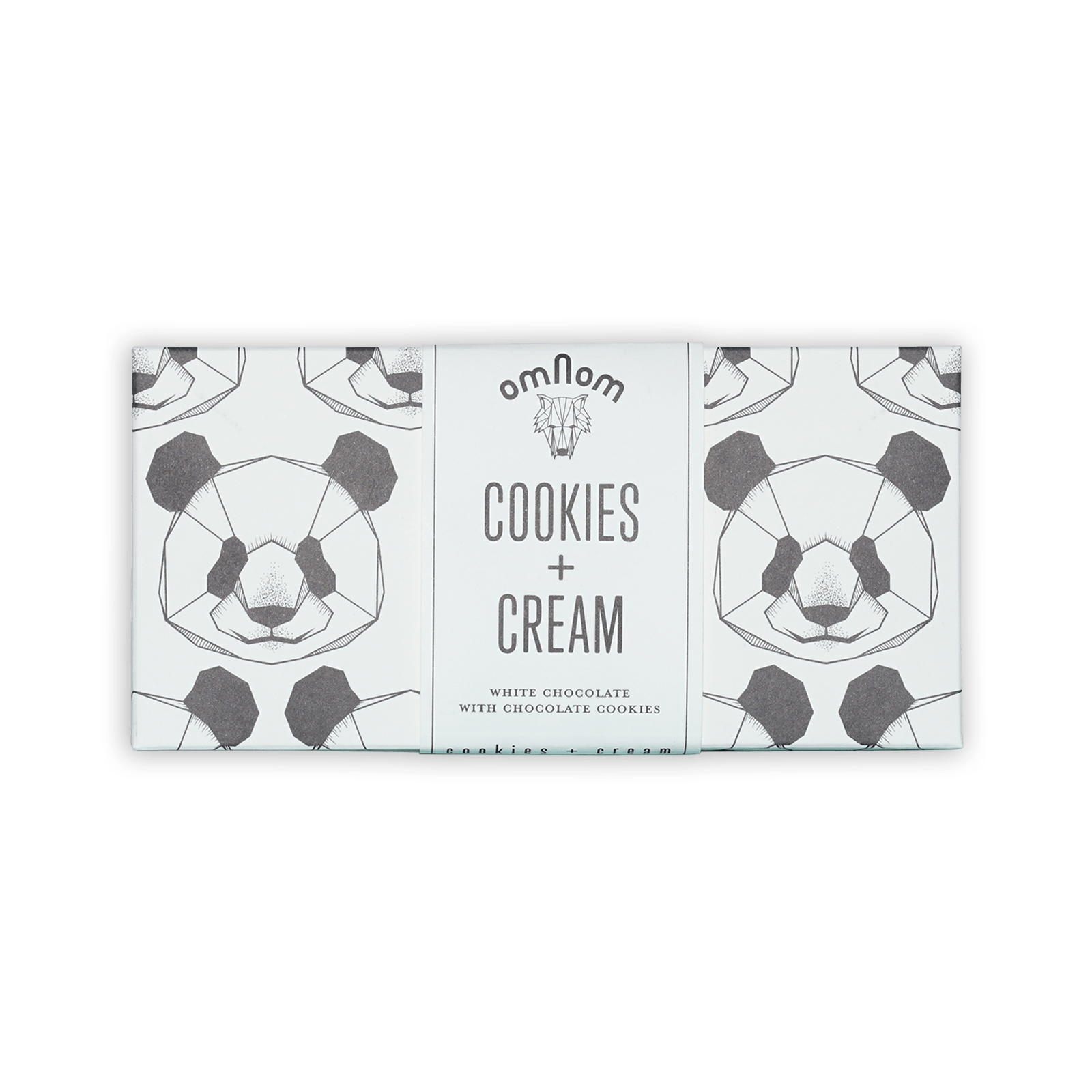 Omnom Cookies + Cream white chocolate bar with panda box