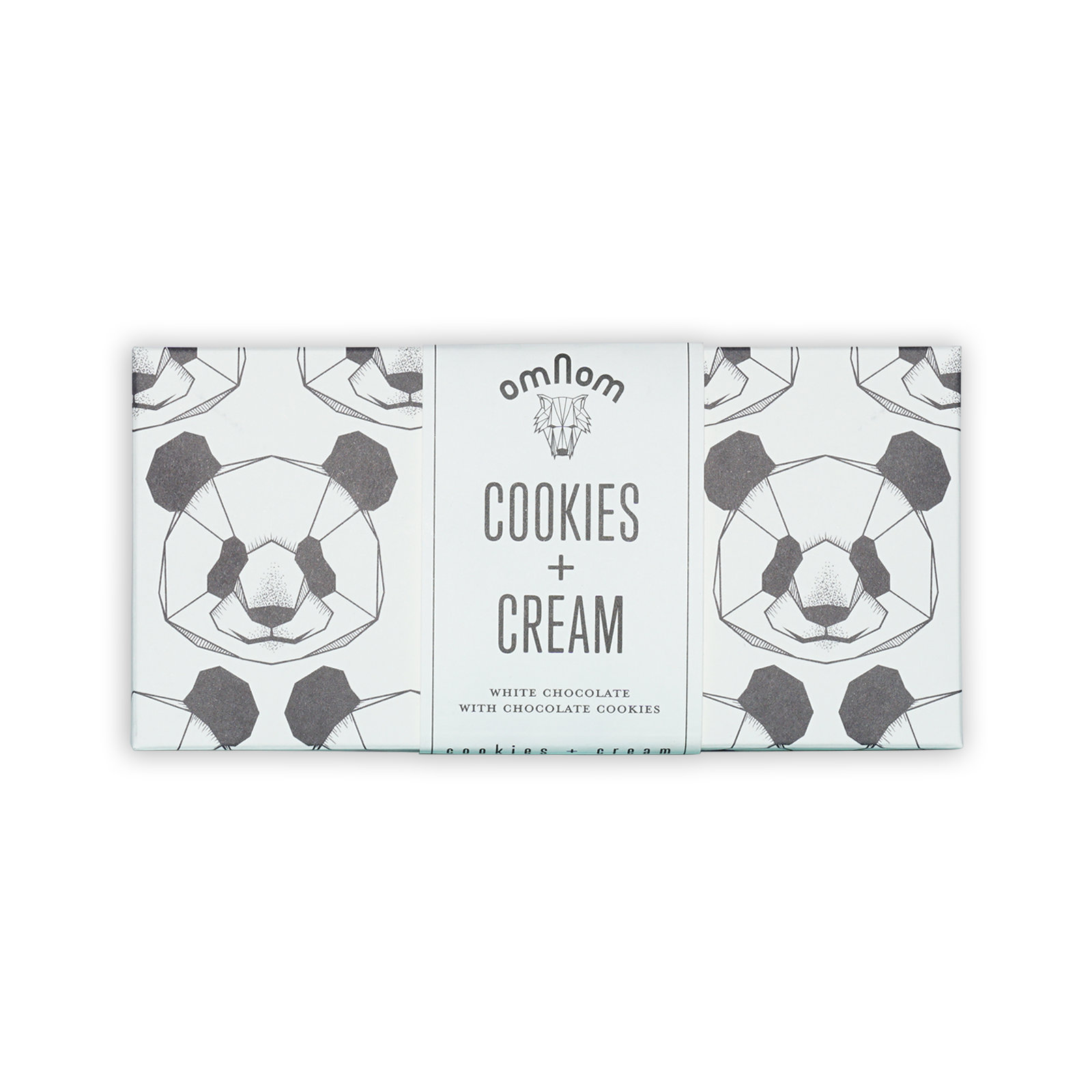 Omnom Cookies + Cream white chocolate bar with panda box