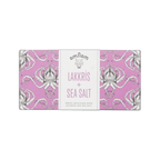 Omnom Lakkris + Sea Salt bar, pink octopus-pattern wrapper with white band, White Chocolate with Licorice and Sea Salt