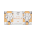 Omnom Madagascar 66% dark chocolate bar, white and orange wrapper with geometric fox illustration
