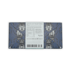 Omnom Tanzania 70% dark blue chocolate bar wrapper with silver lanterns