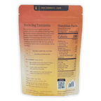 Ora Ceremonial Cacao Thriving Tanzania 100% orange matte pouch with nutrition facts