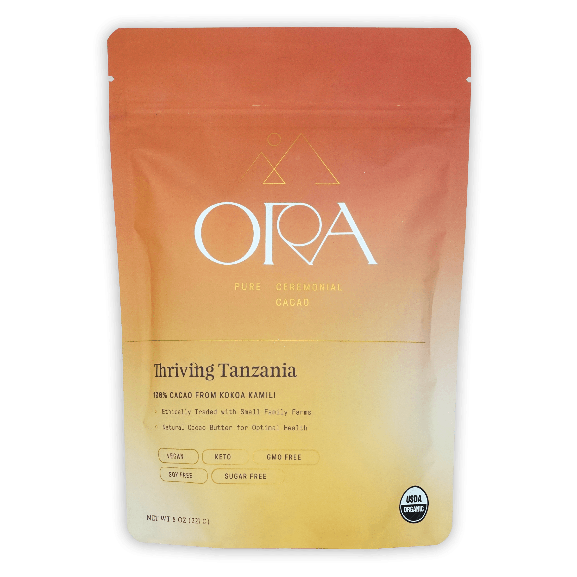 Ora Ceremonial Cacao Thriving Tanzania 100% organic pouch