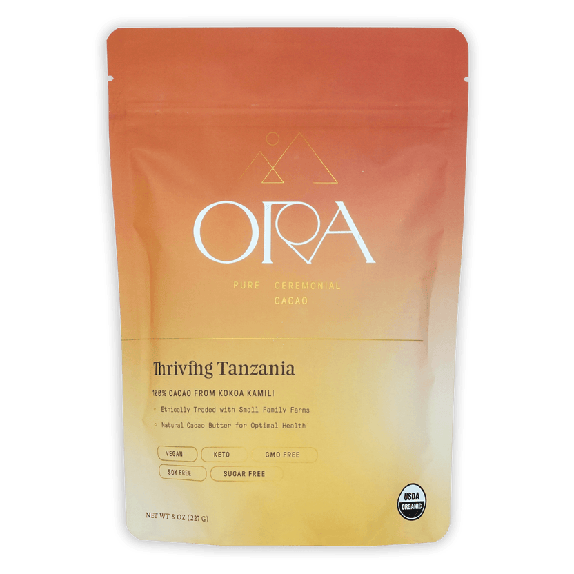 Ora Ceremonial Cacao Thriving Tanzania 100% organic pouch