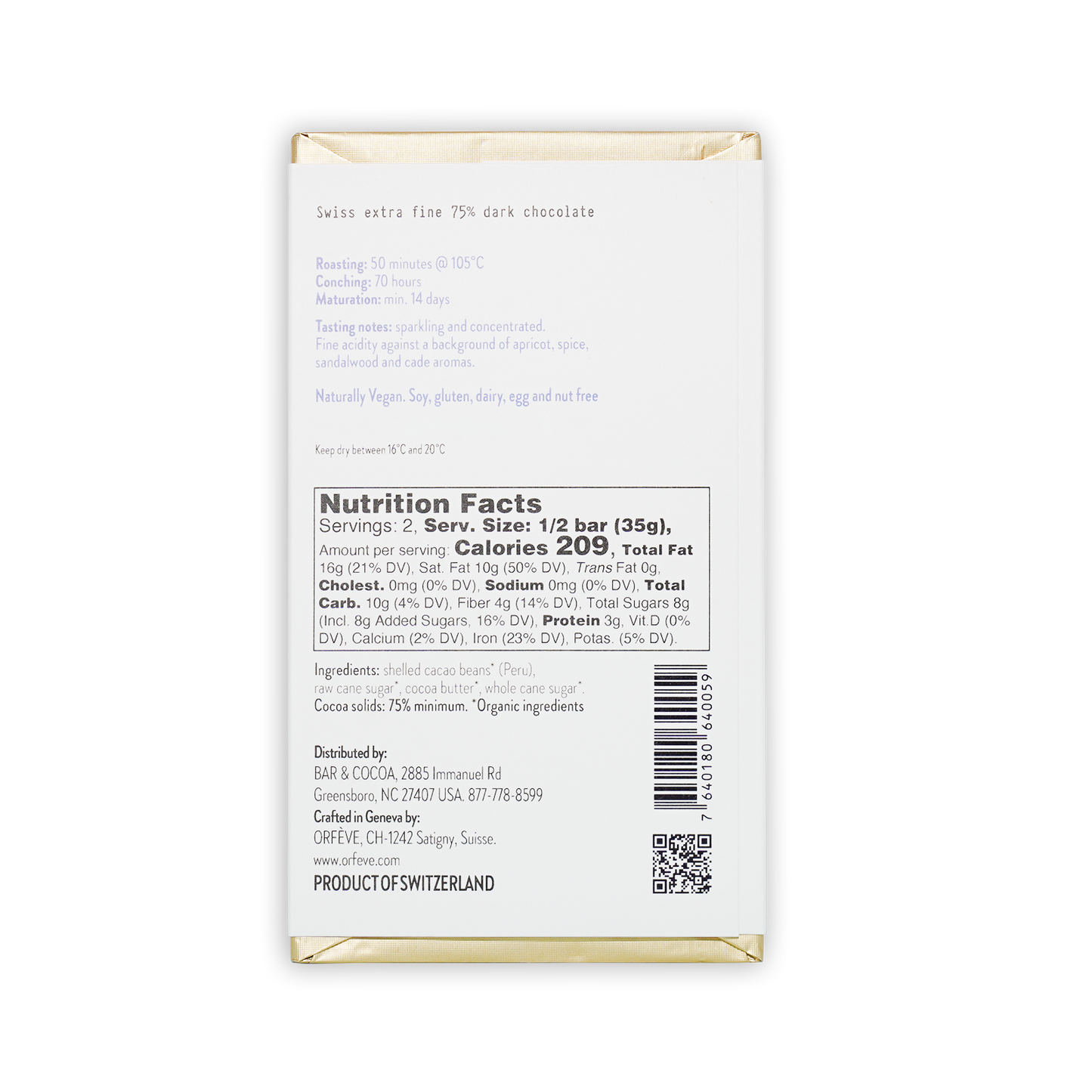 Orfeve Dark Alto Piura Peru 75%