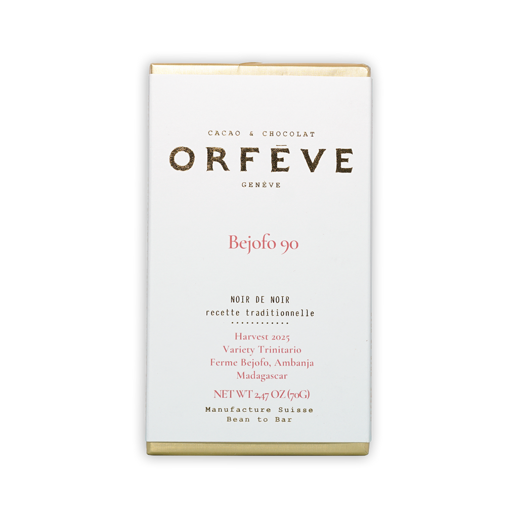Orfeve Dark Bejofo Madagascar 90% chocolate bar wrapper from Geneva