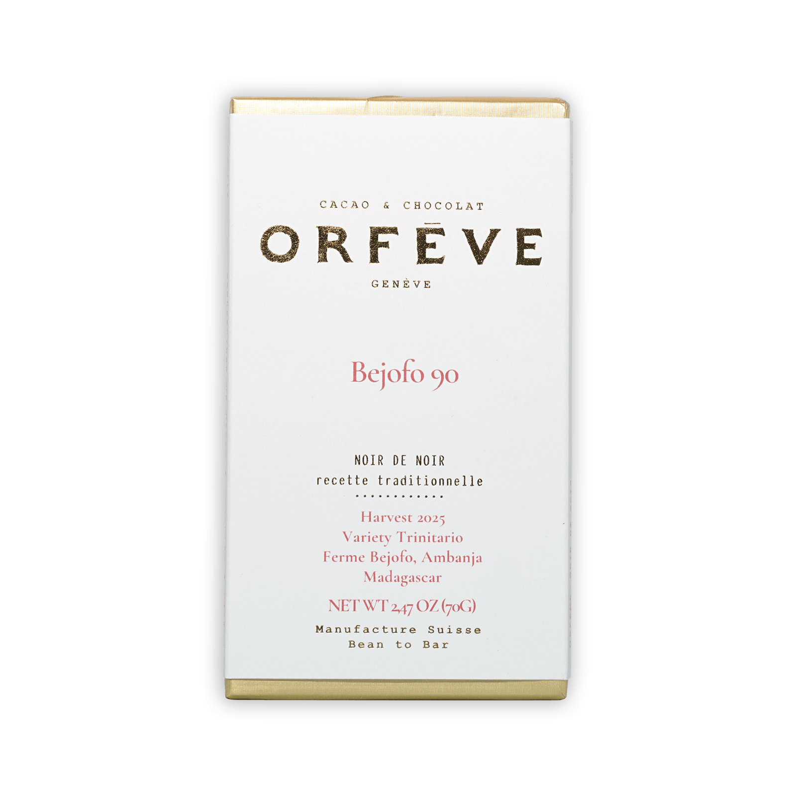 Orfeve Dark Bejofo Madagascar 90% chocolate bar wrapper from Geneva