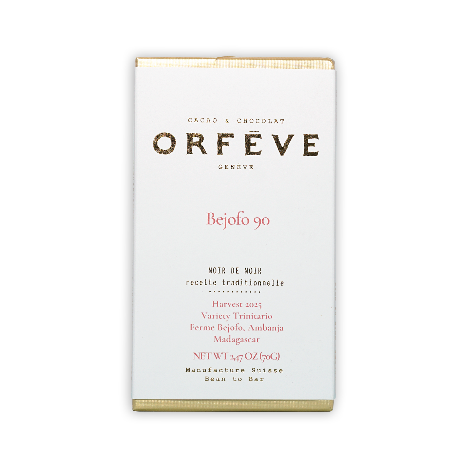 Orfeve Dark Bejofo Madagascar 90% chocolate bar wrapper from Geneva