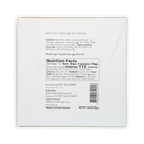 Back of Orfeve Dark Chocolate Grenada Tasting Box: white box with swiss extra fine crispy dark chocolate ingredients and nutrition facts
