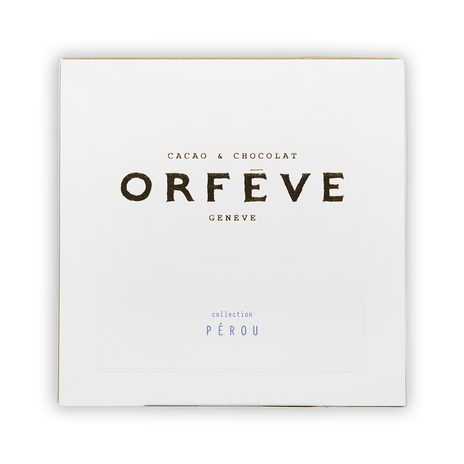 Orfeve Dark Chocolate Peru Tasting Box with cacao & chocolat text