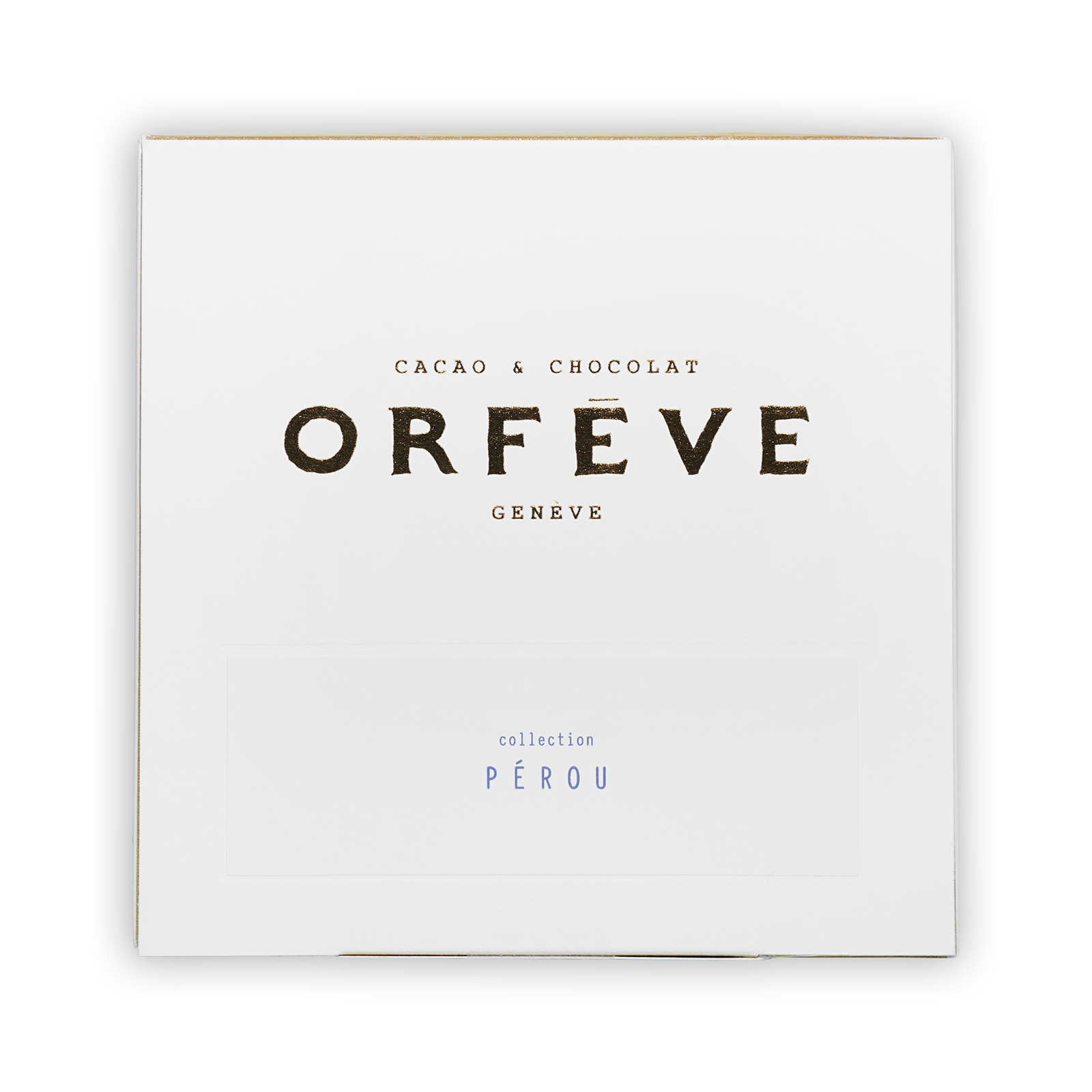 Orfeve Dark Chocolate Peru Tasting Box with cacao & chocolat text