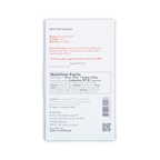 Back of a white Orfeve chocolate bar box displaying nutrition facts, ingredients, a barcode, and a QR code.