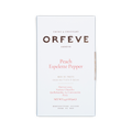 A white rectangular box of Orfeve Peach Espelette Pepper chocolate on a black background.