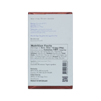 Nutrition facts label on a chocolate bar packaging with a white background