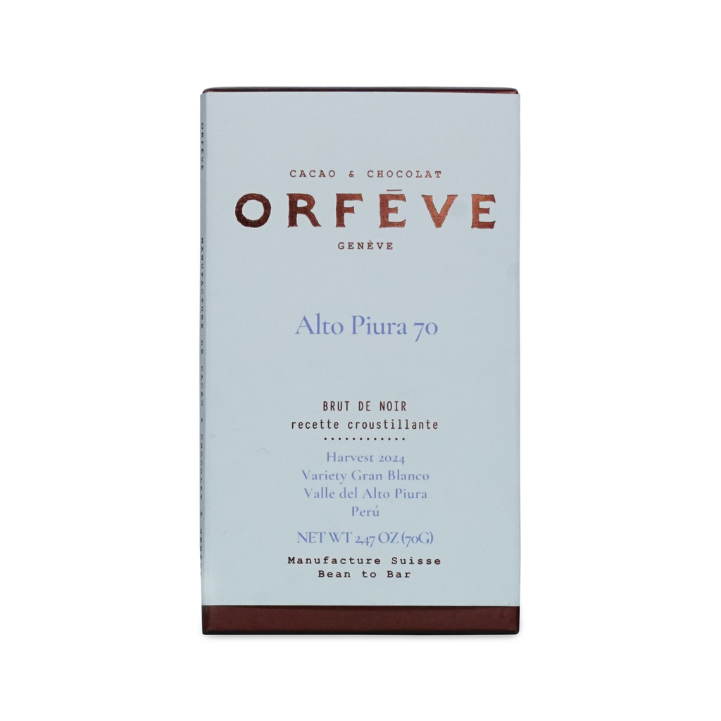Orfeve chocolate bar packaging on a white background