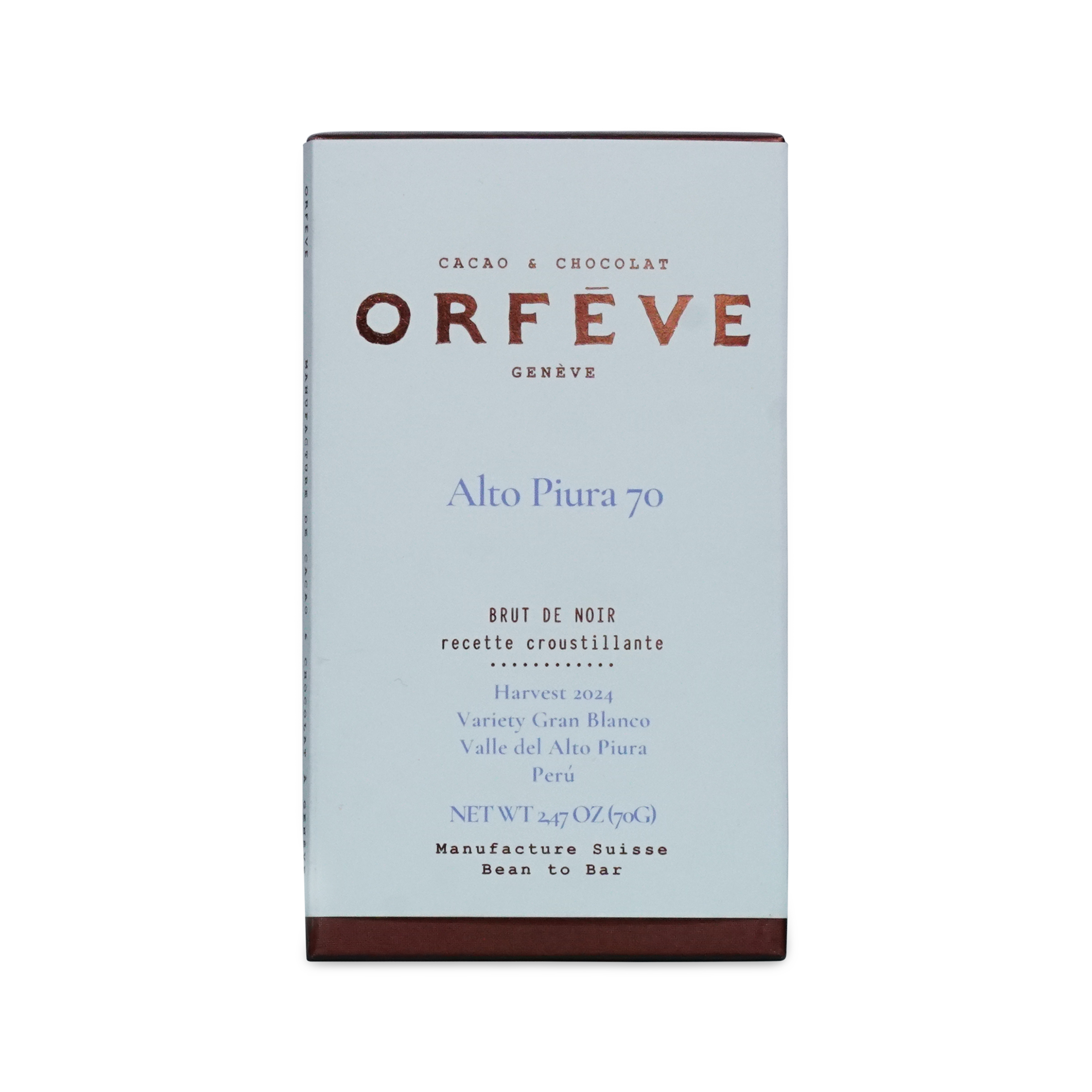 Orfeve chocolate bar packaging on a white background