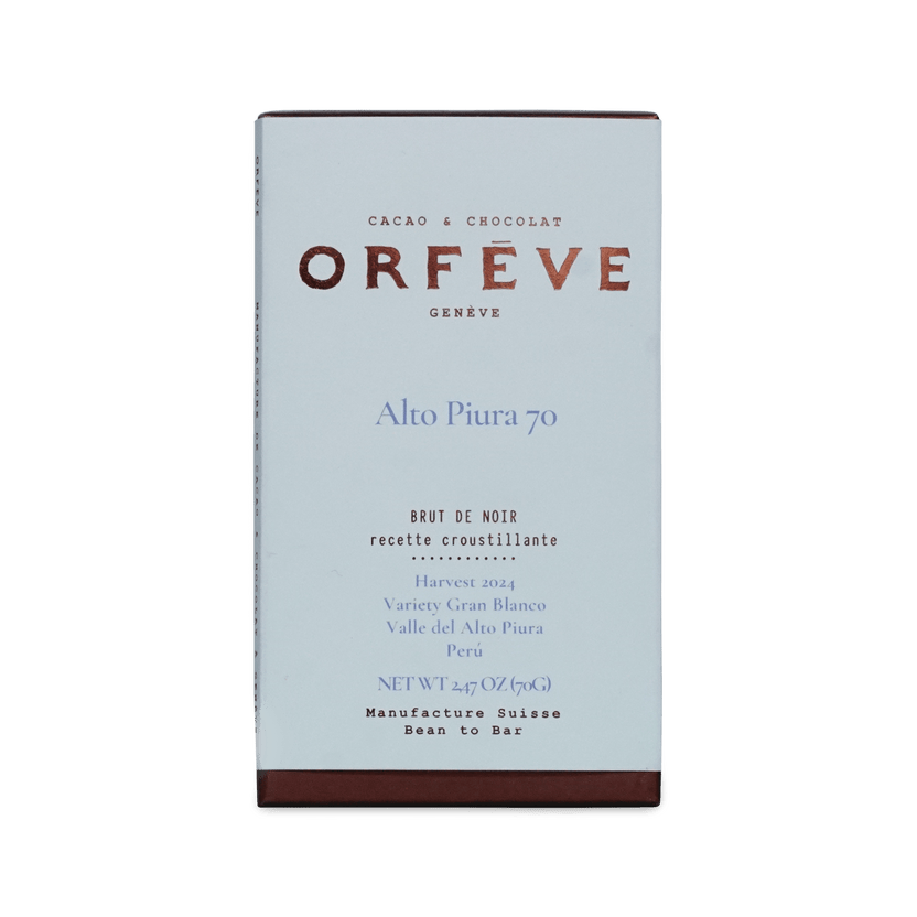 Orfeve chocolate bar packaging on a white background