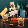 Pour & Pair Bourbon / Whiskey chocolate bars and whiskey glasses in a holiday setting