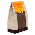 Pralus Cocoa Powder 100% in beige bag with orange label and pink band