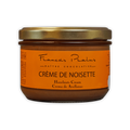 Pralus hazelnut cream jar with orange label and gold lid