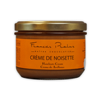 Pralus hazelnut cream jar with orange label and gold lid