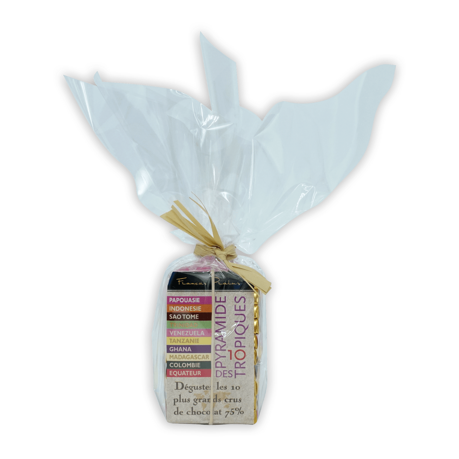 Pralus Mini Pyramide des Tropiques white-wrapped chocolate gift box