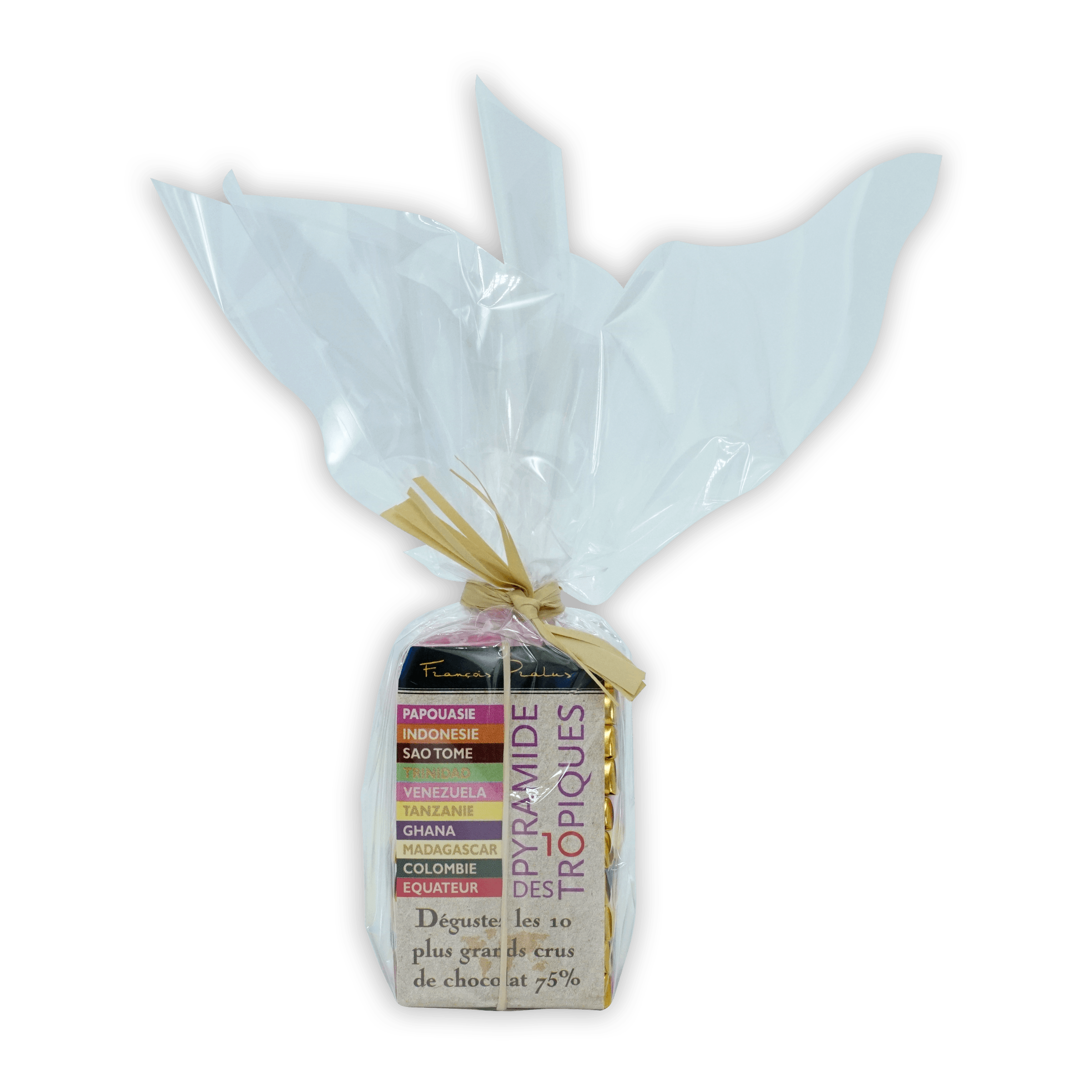 Pralus Mini Pyramide des Tropiques white-wrapped chocolate gift box