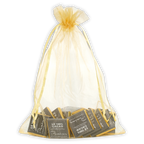 Pralus Napolitans mini dark 100% chocolate squares in sheer pale yellow organza bag
