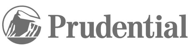 Prudential logo featuring a stylized bird in flight within a circular emblem, rendered in monochrome gray.