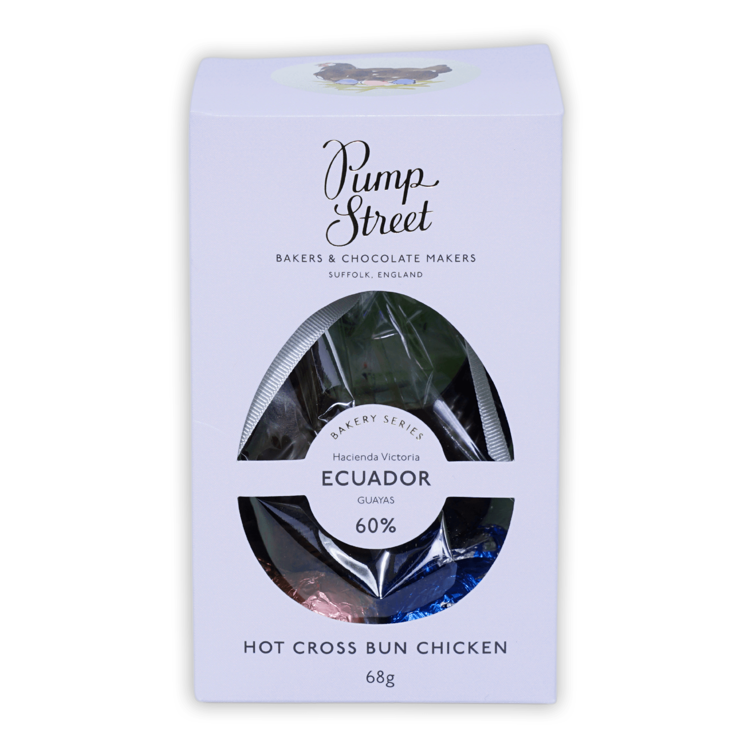 Pump Street Chicken and Egg Box Hot Cross Bun 60% 68g chocolate egg