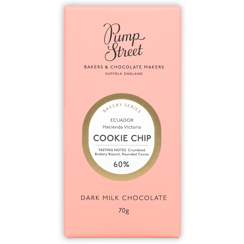 Pump Street Dark Milk Cookie Chip 60% chocolate package from Ecuadors Hacienda Victoria