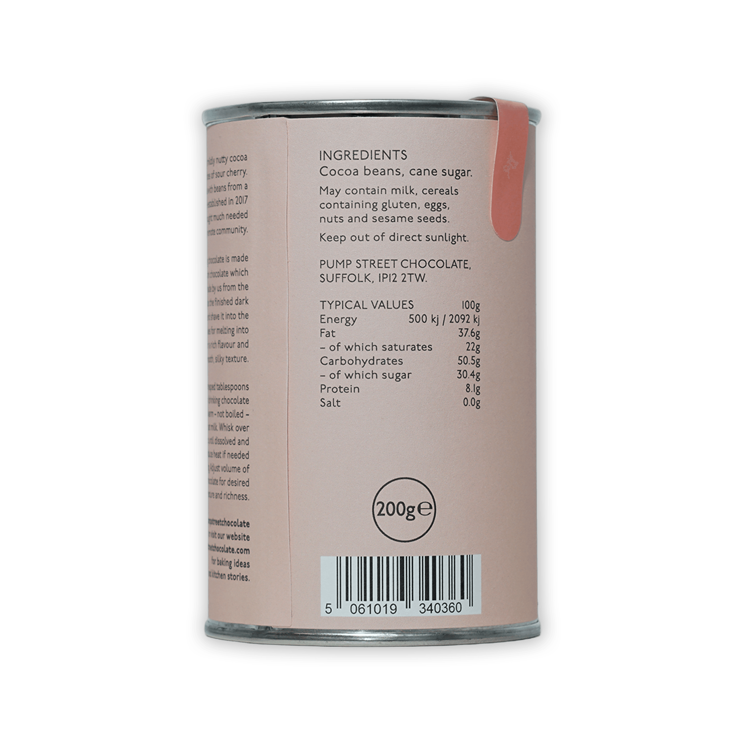 Matte pink Pump Street West Papua 70% Drinking Chocolate can