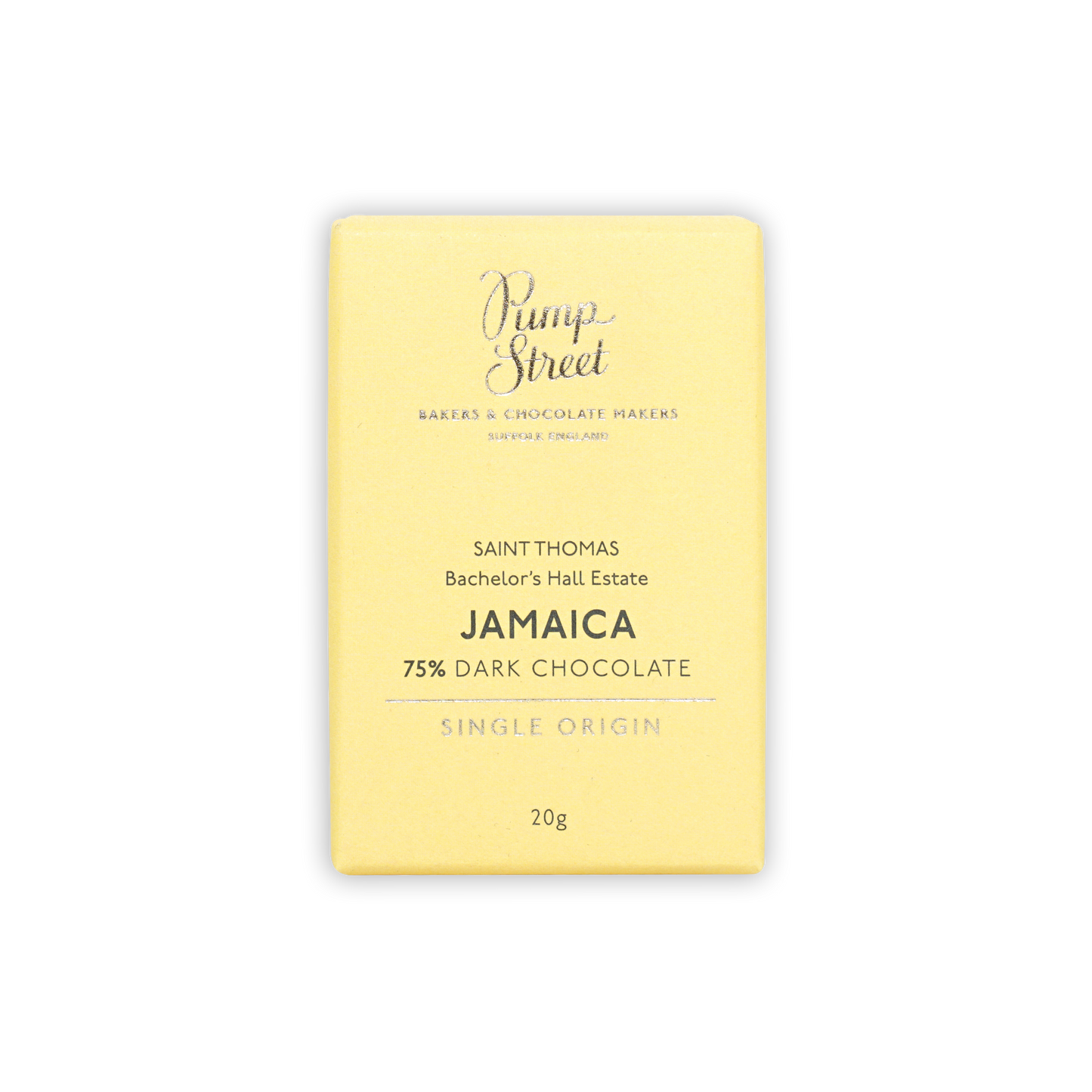 Pump Street Mini Bars Jamaica Bachelors Hall Estate 75% pale yellow wrapper