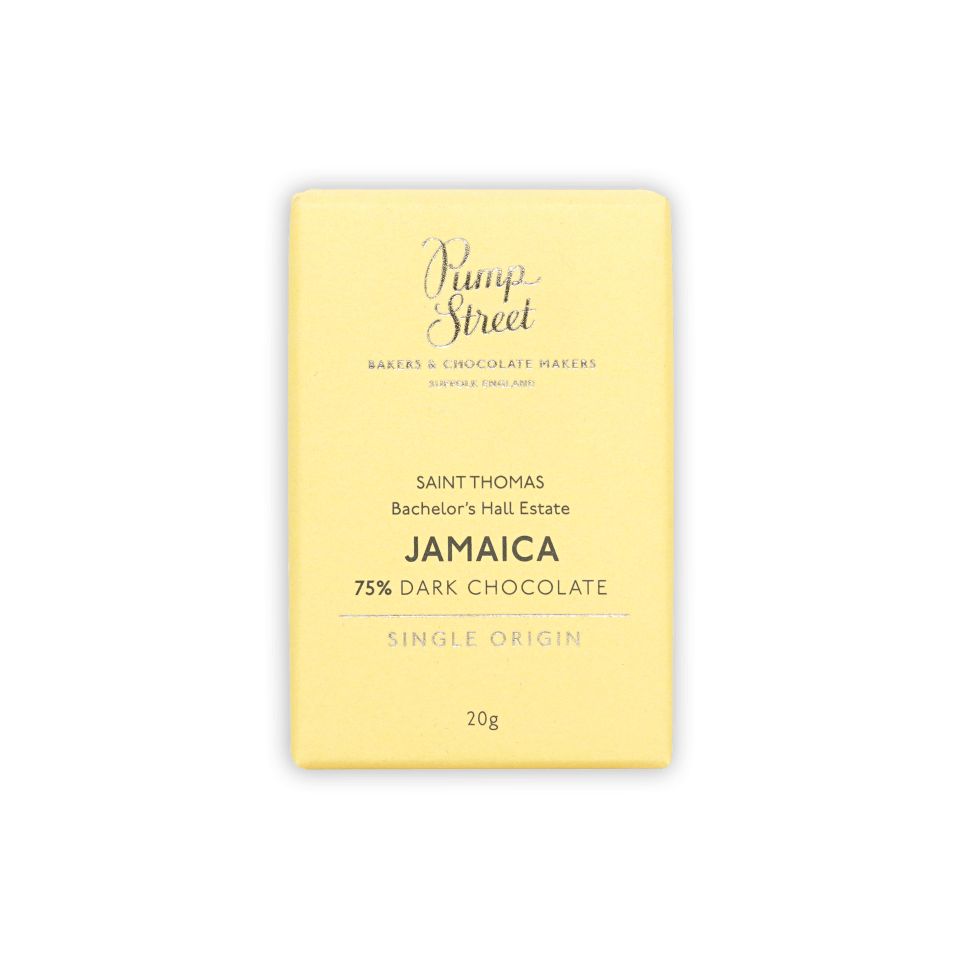 Pump Street Mini Bars Jamaica Bachelors Hall Estate 75% pale yellow wrapper