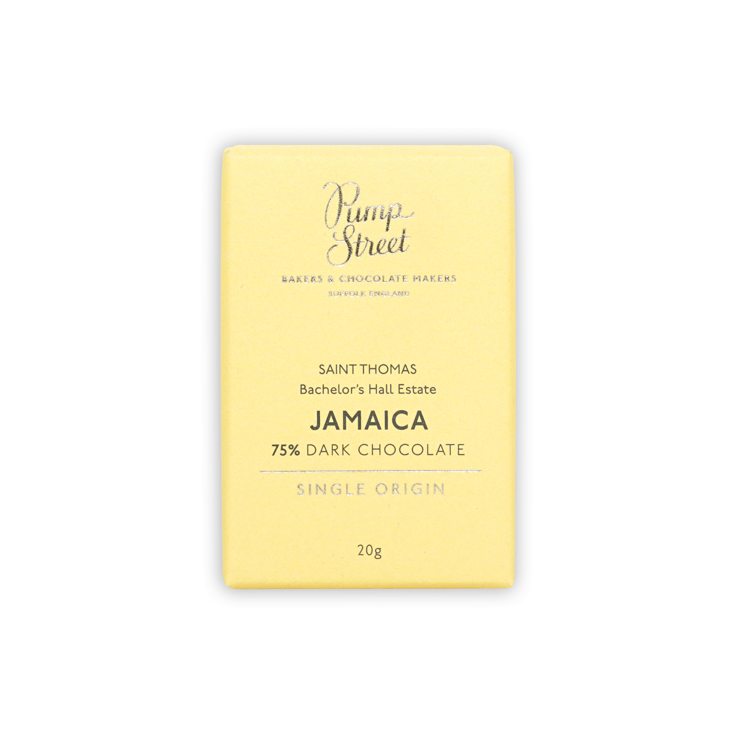 Pump Street Mini Bars Jamaica Bachelors Hall Estate 75% pale yellow wrapper