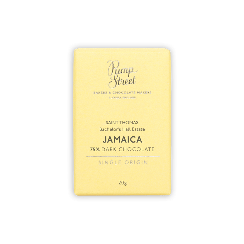 Pump Street Mini Bars Jamaica Bachelors Hall Estate 75% pale yellow wrapper