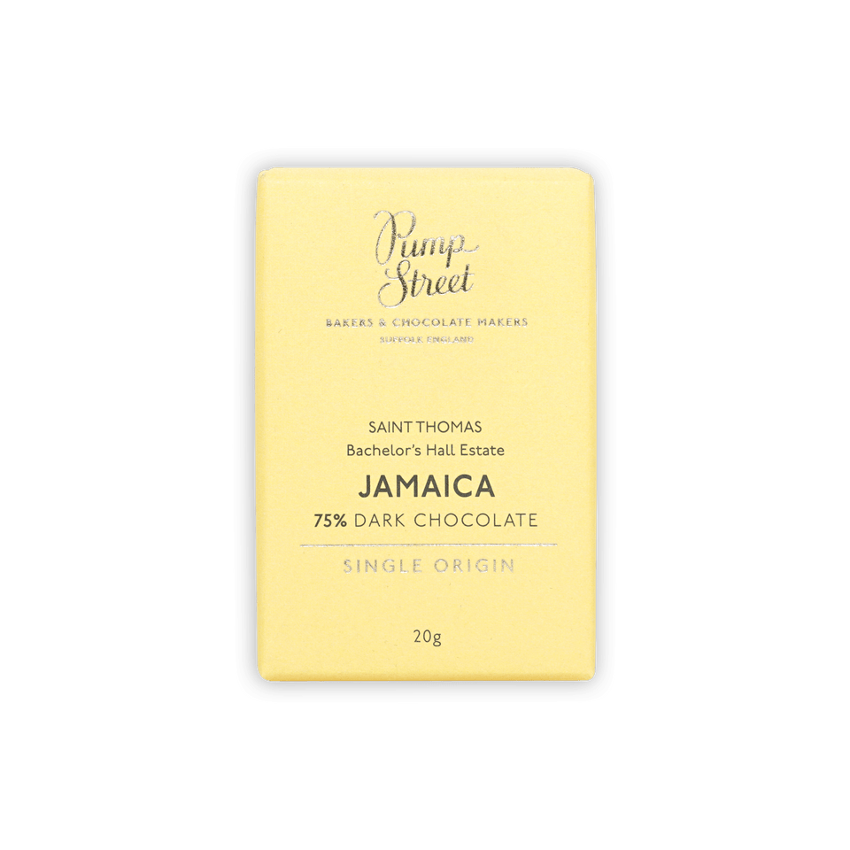 Pump Street Mini Bars Jamaica Bachelors Hall Estate 75% pale yellow wrapper