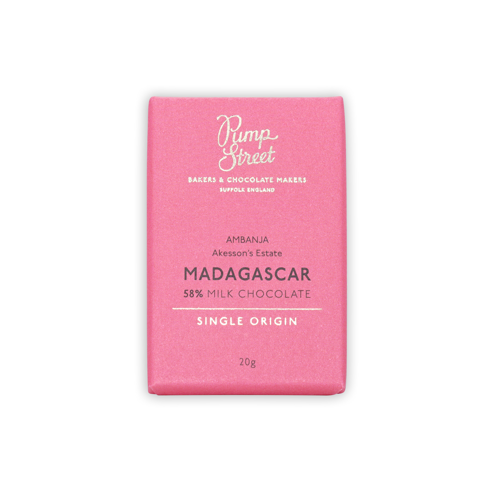Pump Street Mini Bars Madagascar Milk 58% pink wrapper