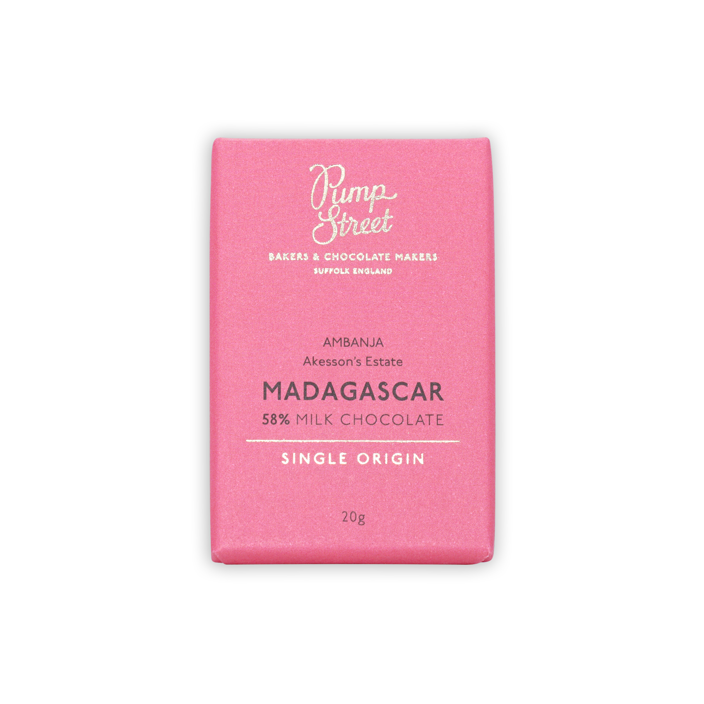 Pump Street Mini Bars Madagascar Milk 58% pink wrapper